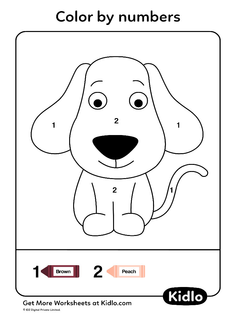 Color By Numbers - Animals Worksheet #05 - Kidlo.com