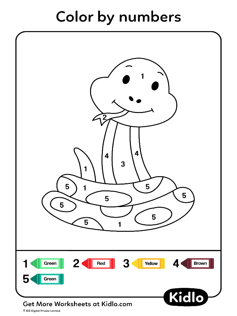 Color By Numbers - Animals Worksheet #14 - Kidlo.com