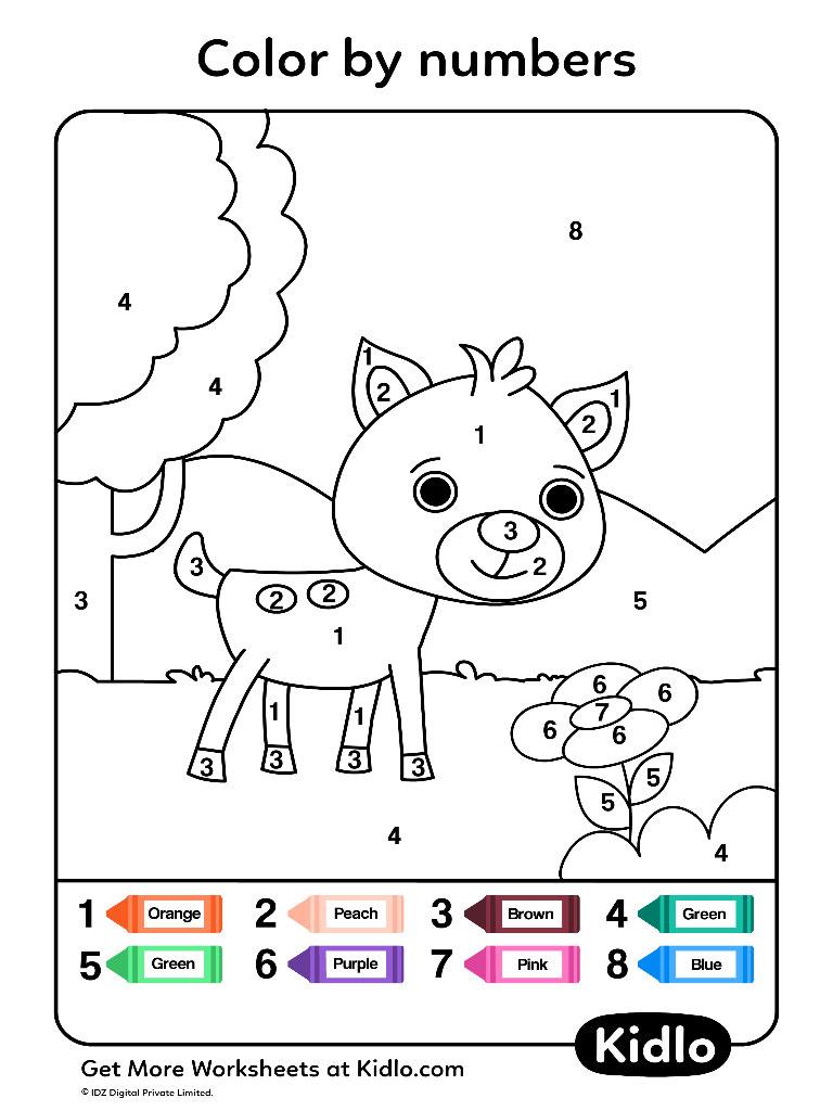 Color By Numbers   Animals Worksheet 20   Kidlo.com