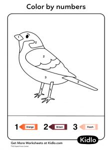 Color By Numbers - Birds Worksheet #02 - Kidlo.com