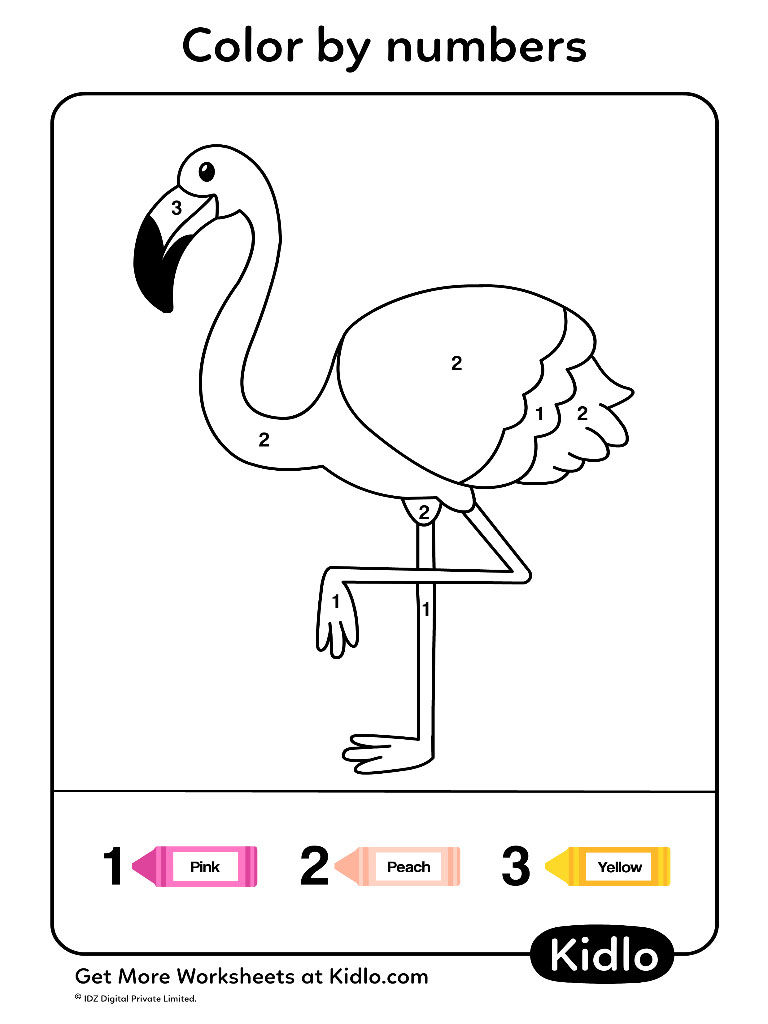 Color By Numbers - Birds Worksheet #03 - Kidlo.com