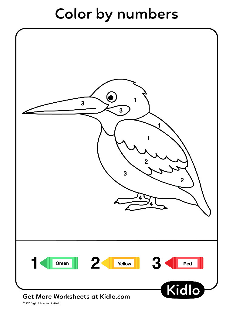 Color By Numbers - Birds Worksheet #04 - Kidlo.com