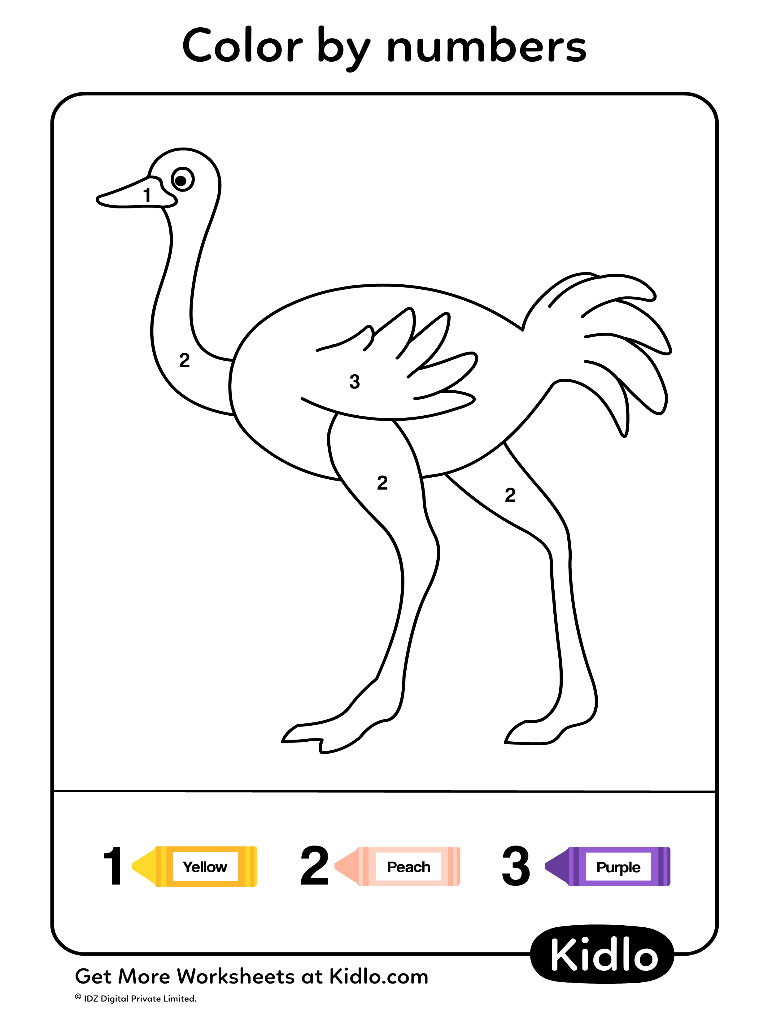 Color By Numbers - Birds Worksheet #05 - Kidlo.com