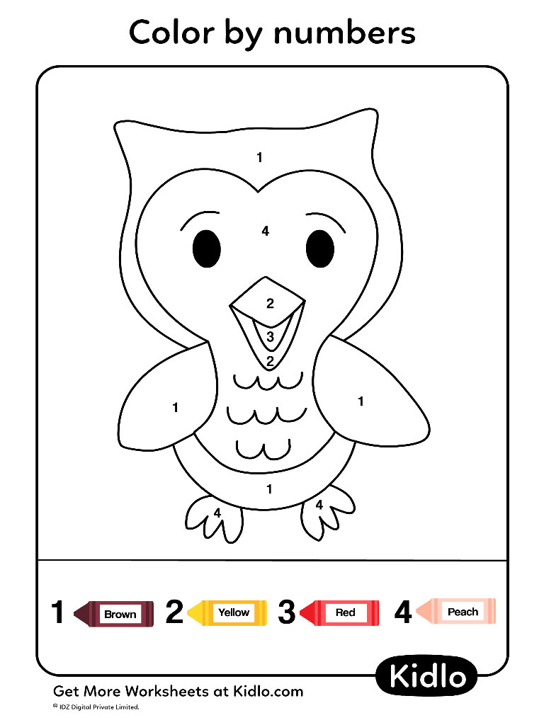 Color By Numbers - Birds Worksheet #08 - Kidlo.com