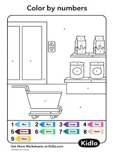 Color By Numbers - Food Worksheet #18 - Kidlo.com