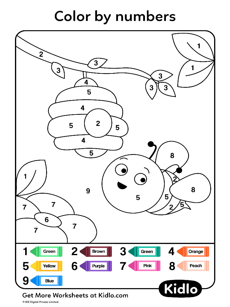 Color By Numbers Insects Worksheet 10 Kidlo