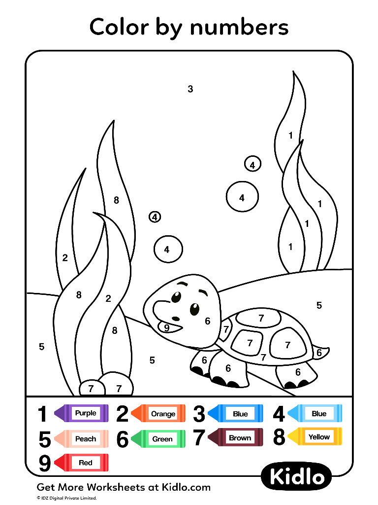 Color By Numbers Underwater Animals Worksheet 14 Kidlo