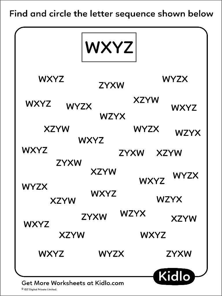circle the letter sequence sorting worksheet 10 kidlo com