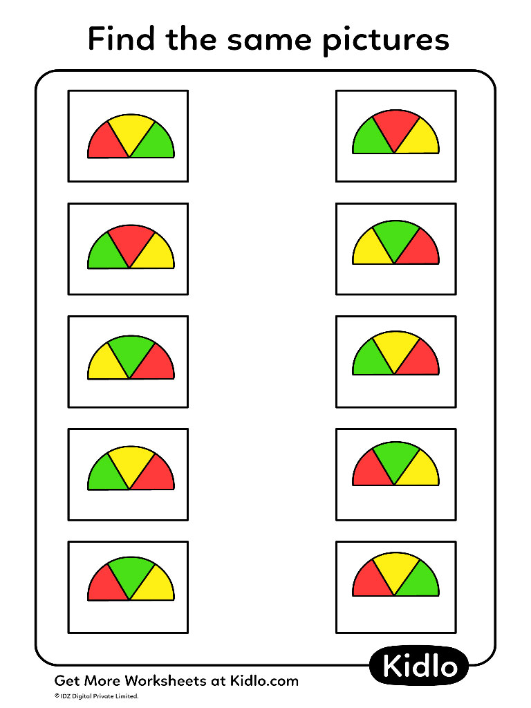 Match The Same Pictures Matching Worksheet 16 Kidlo