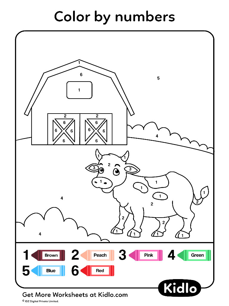 Color By Numbers - Animals Worksheet #40 