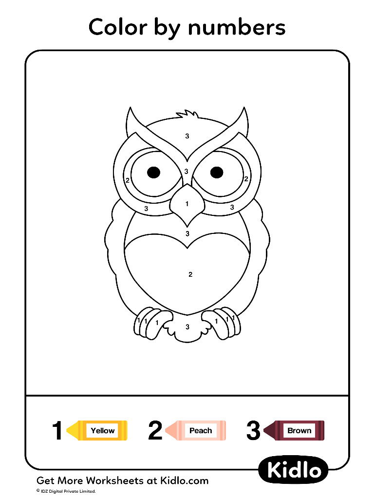 Color By Numbers - Birds Worksheet #04 - Kidlo.com