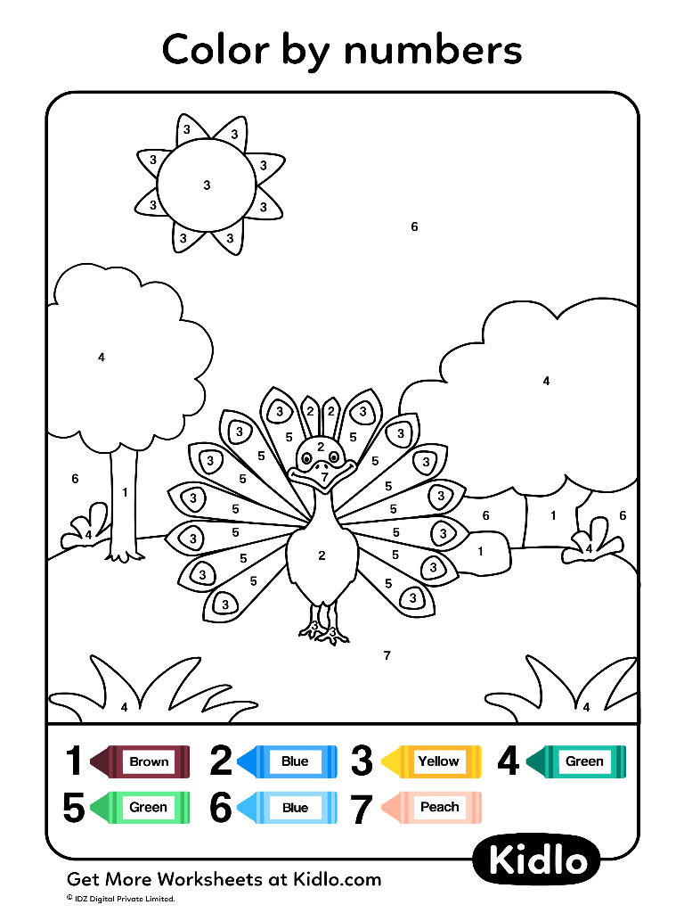 Color By Numbers - Birds Worksheet #19 - Kidlo.com