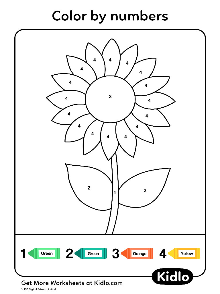 printable paint by numbers for kids  Sunflower coloring pages, Flower  coloring pages, Coloring pages