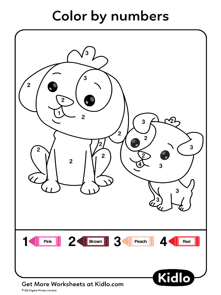 Color By Numbers Dogs Worksheet 10