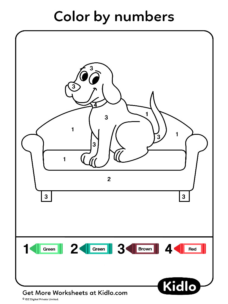 Color By Numbers Dogs Worksheet 12