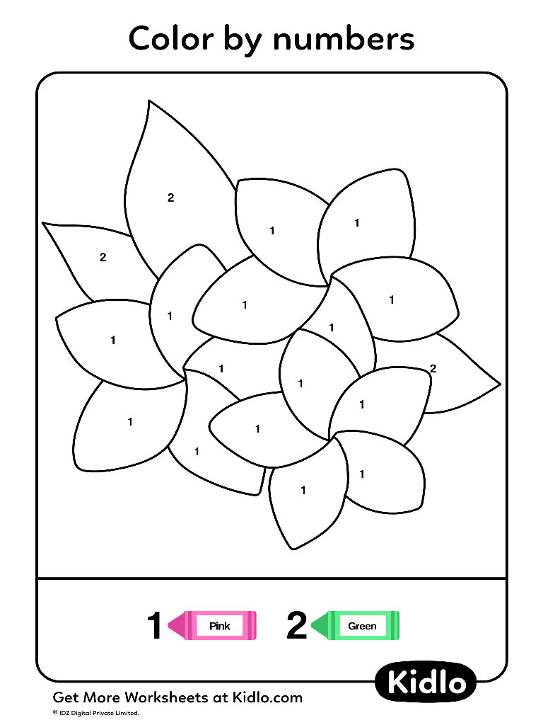 Color By Numbers Flowers Worksheet 03