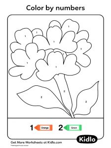Color By Numbers - Flowers Worksheet #04 - Kidlo.com