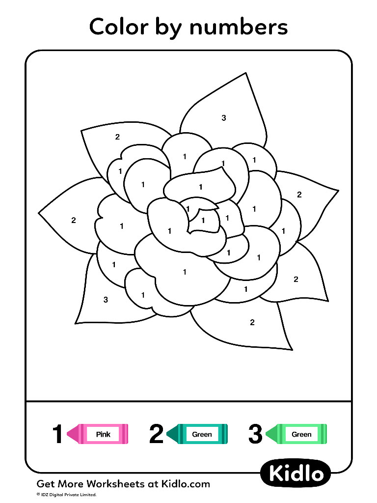 Color By Numbers Flowers Worksheet 08 Kidlo