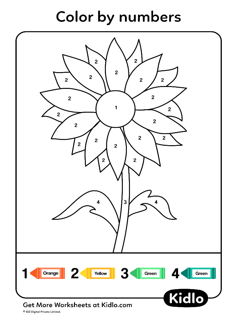 Color By Numbers Flowers Worksheet 25