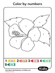 Color By Numbers - Flowers Worksheet #39 - Kidlo.com