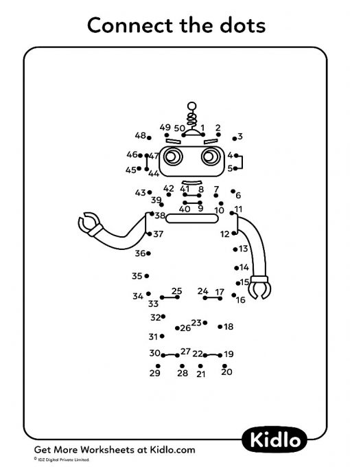 Connect The Dots 1-50 - Activity Worksheet #24 - Kidlo.com