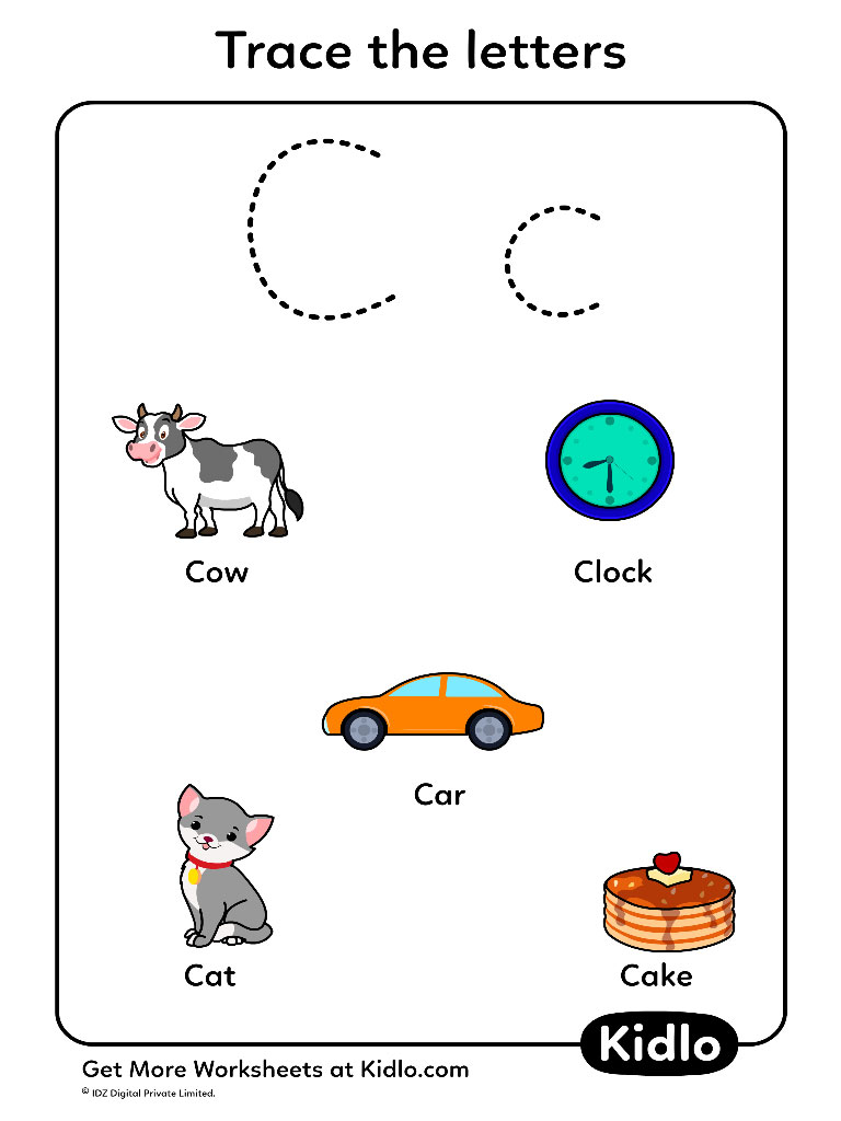 Learn To Trace Alphabet Tracing Worksheet 03 Kidlo