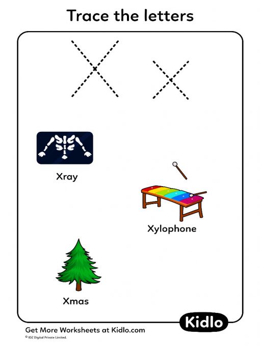 Learn To Trace - Alphabet Tracing Worksheet #24 - Kidlo.com