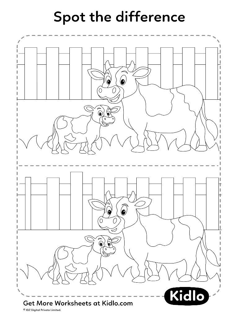 Spot The Difference Animal Matching Activity Worksheet #03 Kidlo com
