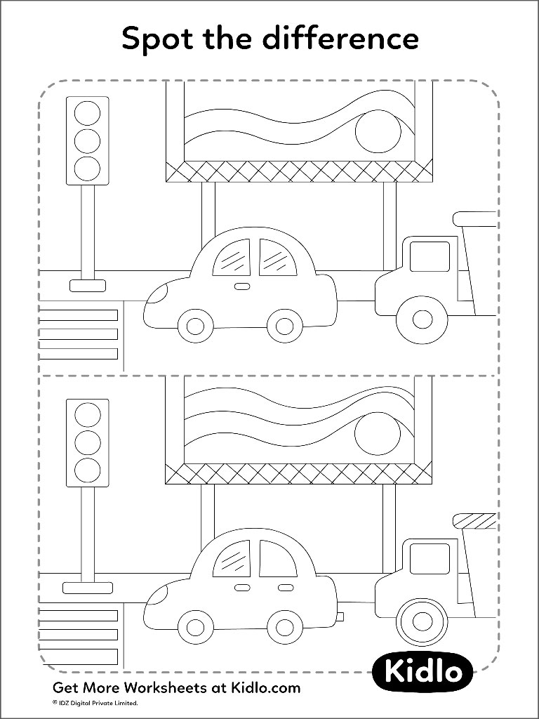 spot the difference vehicle matching activity worksheet 02 kidlo com